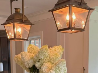 Abaco hanging lantern H8640CL 12w X 22h 3 lt in antique brass